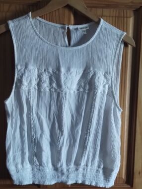 Self Esteem White Sleeveless Lace-Trim Camisole